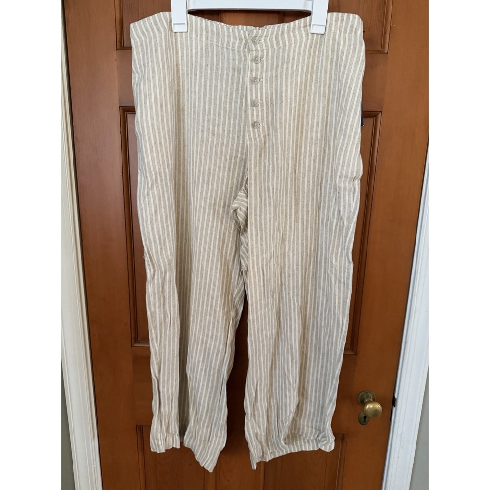 Women's Universal Thread Mid-Rise Straight Leg Pull-On Tan Striped Pants XL